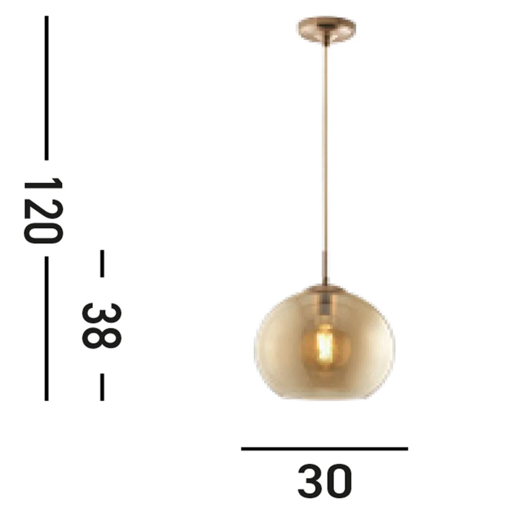 Sospensione Contemporanea Balls Acciaio Adjustable Vetro Ambra 1 Luce E27 D30Cm