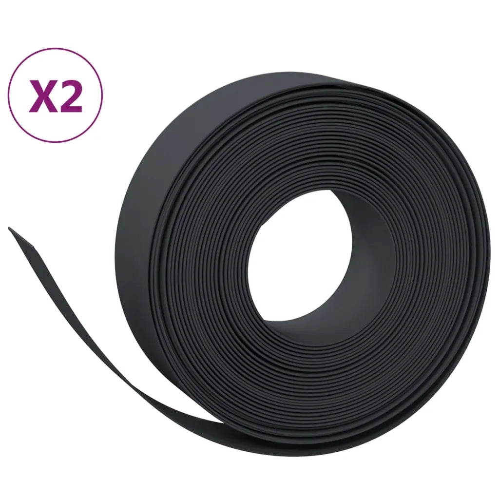Bordature da Giardino 2 pz Nere 10 m 15 cm in Polietilene 3155444