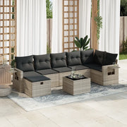 Set Divano da Giardino 8pz con Cuscini Grigio Chiaro Polyrattan 3325518