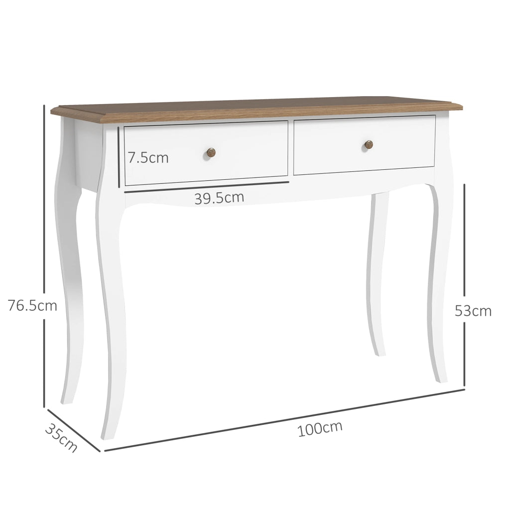 Tavolo Consolle ¨C zephmum ¨C Bianco e Marrone Scuro, Legno, 100x35x76.5 cm