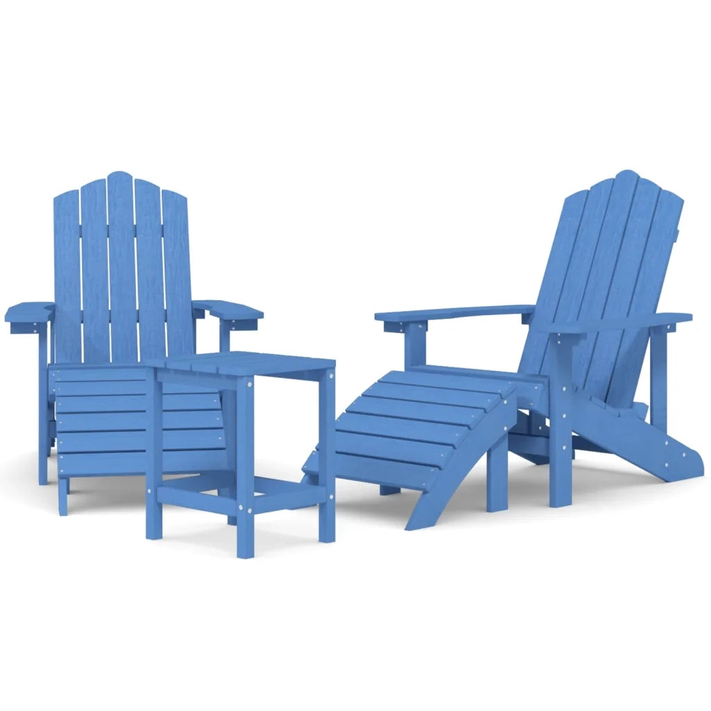Sedie Giardino Poggiapiedi e Tavolo Adirondack HDPE Blu Acqua cod mxl 6765