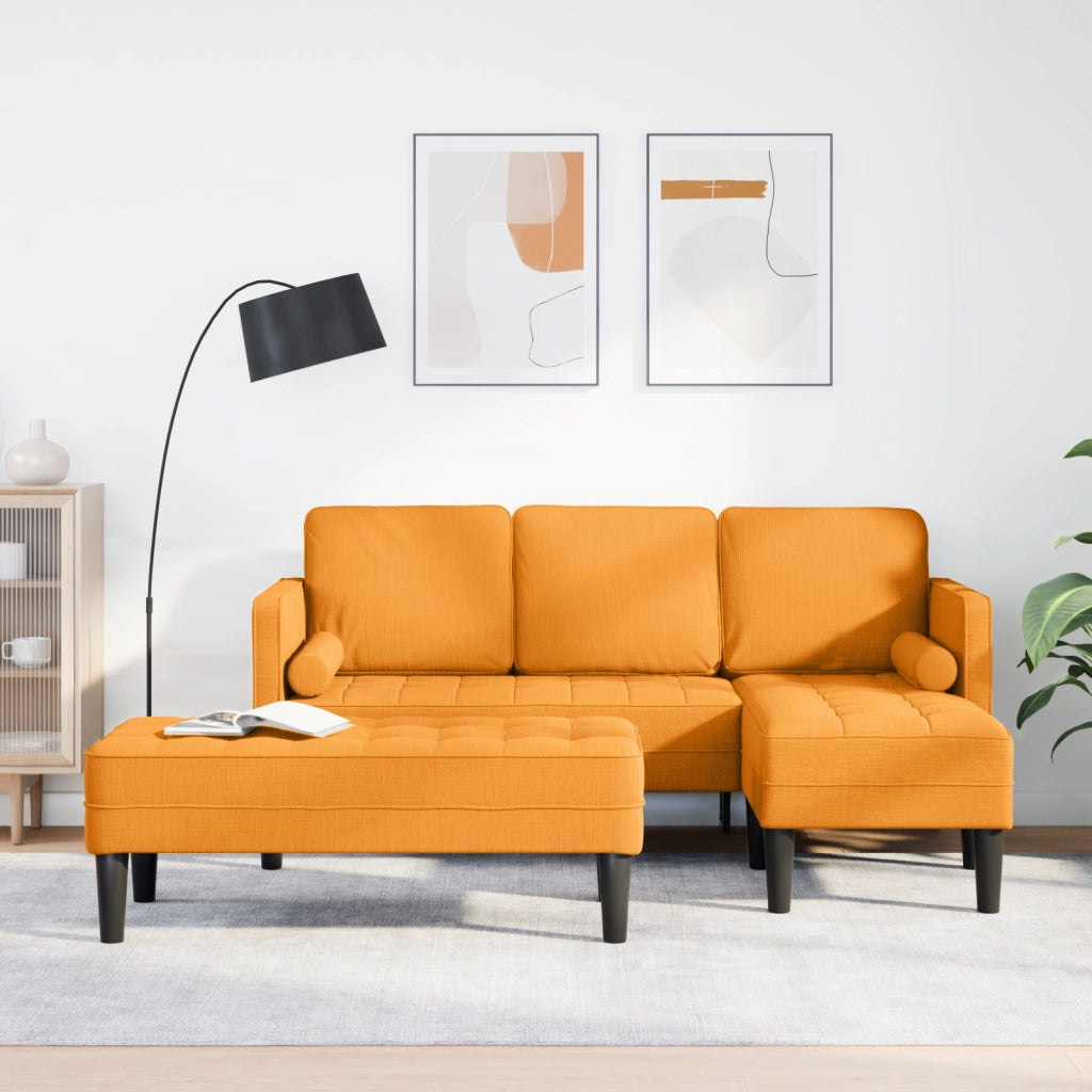 Set di divani da 2 pezzi con cuscini in tessuto giallo scuro