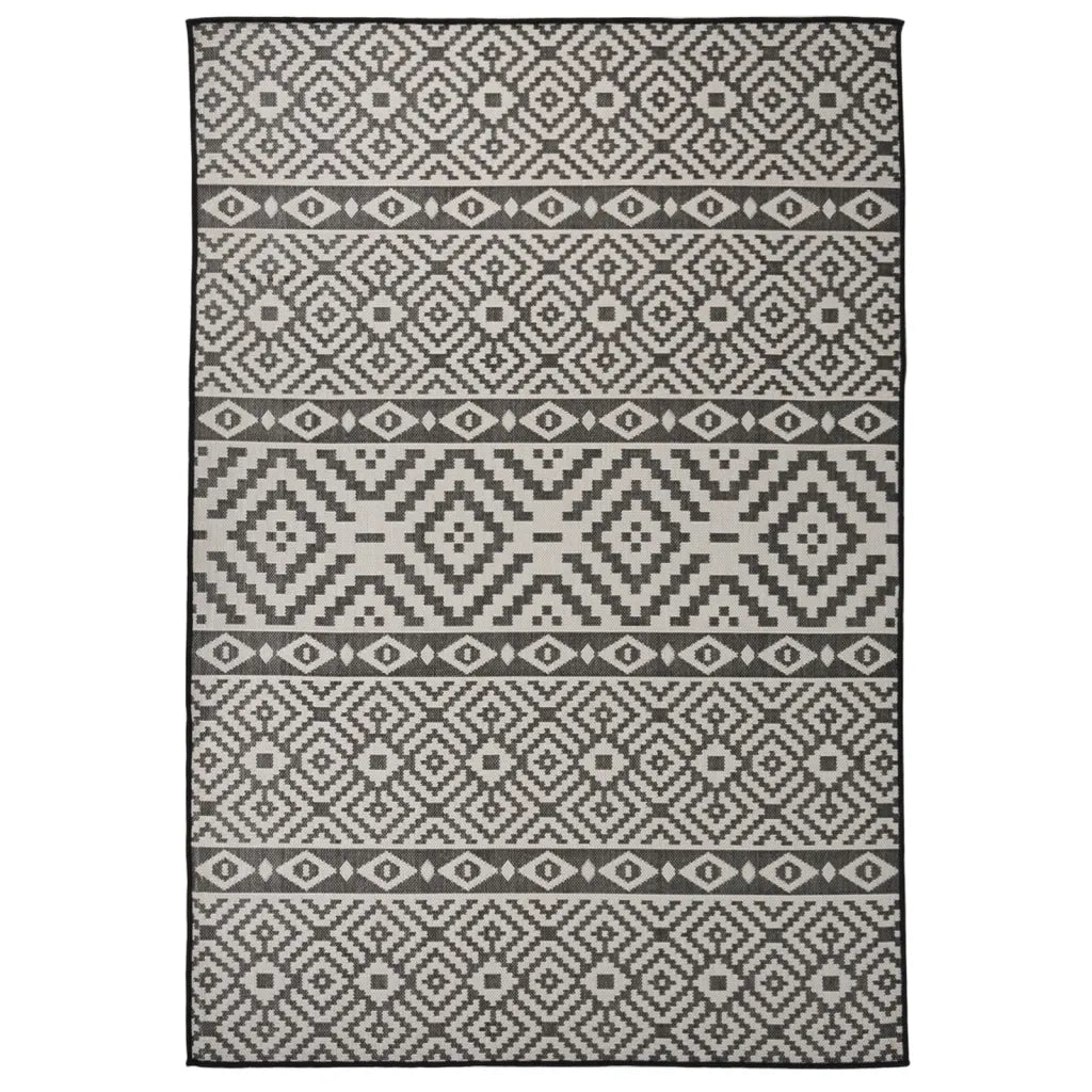 Tappeto da Esterni a Tessitura Piatta 160x230 cm Strisce Nere