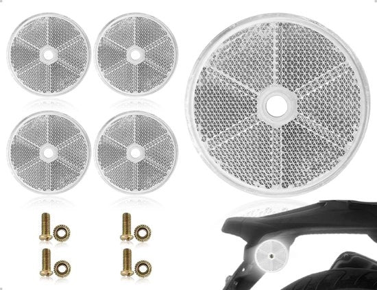 Set di Riflettori di 6 - Riflettori Ronde 6 cm - Leggero e Duraturo - Resistenti ai Colpi - Migliorata Visibilità - Incluso Viti e Dadi - Riflettore di Sicurezza