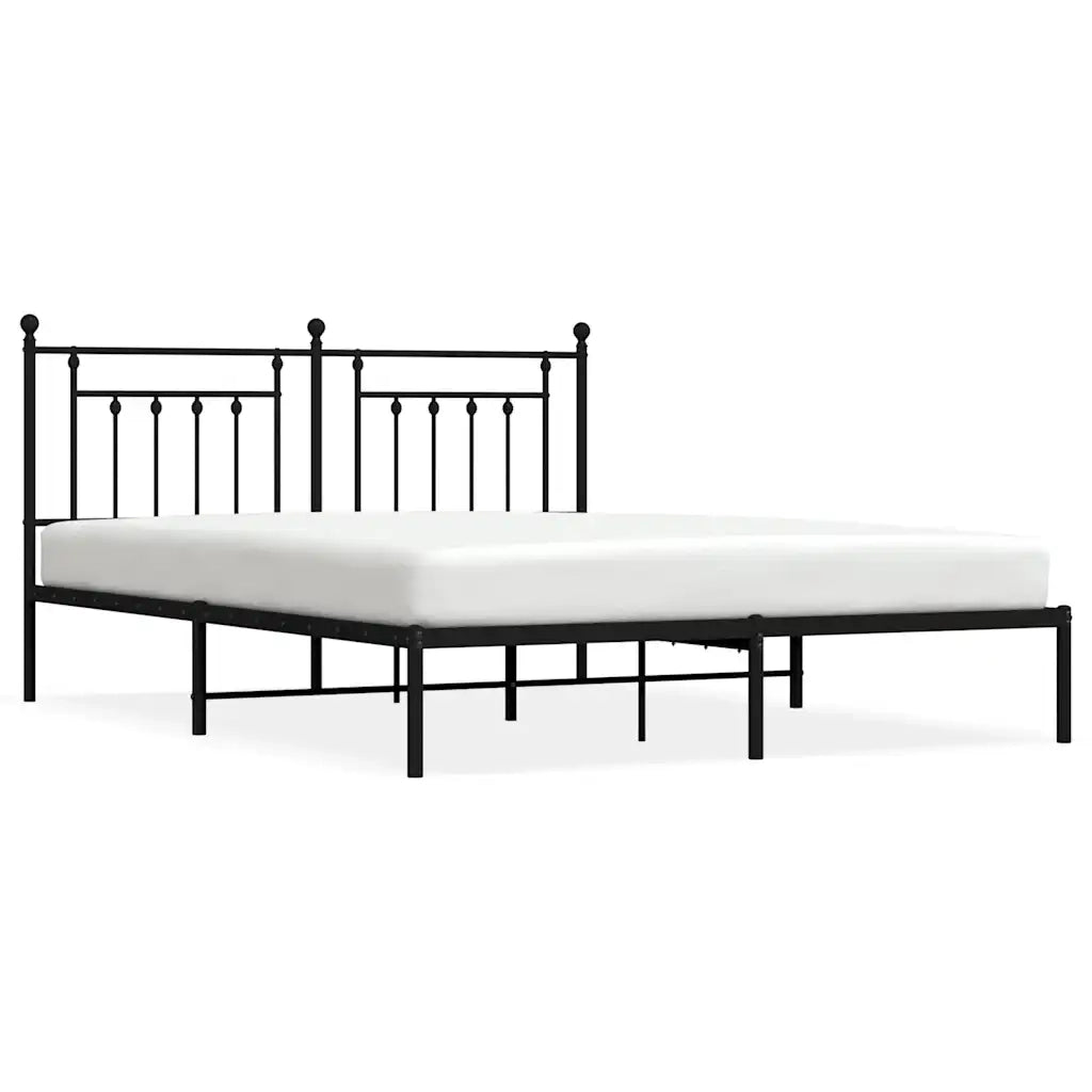Letto matrimoniale | Letto per adulti | Giroletto con Testiera in Metallo Nero 183x213 cm