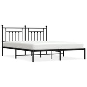 Letto matrimoniale | Letto per adulti | Giroletto con Testiera in Metallo Nero 183x213 cm