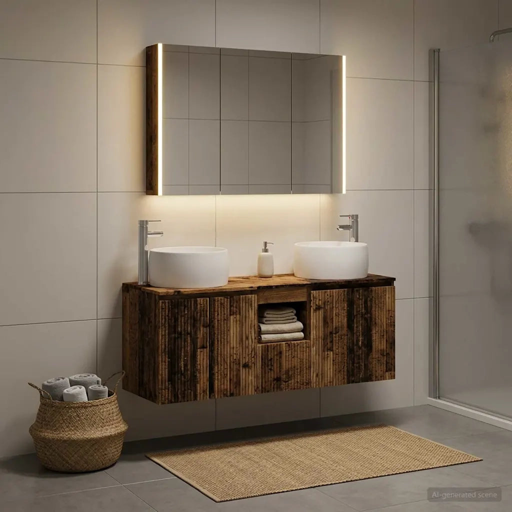 Set di Armadi da Bagno 4 pcs Legno antico Legno ingegnerizzato 3406549