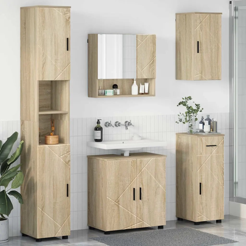 Set di mobili per il bagno con cassetto 5 pcs Rovere Sonoma 3392995