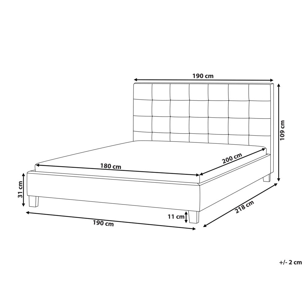 Letto imbottito tessuto beige rete a doghe testiera trapuntata 180 x 200 cm