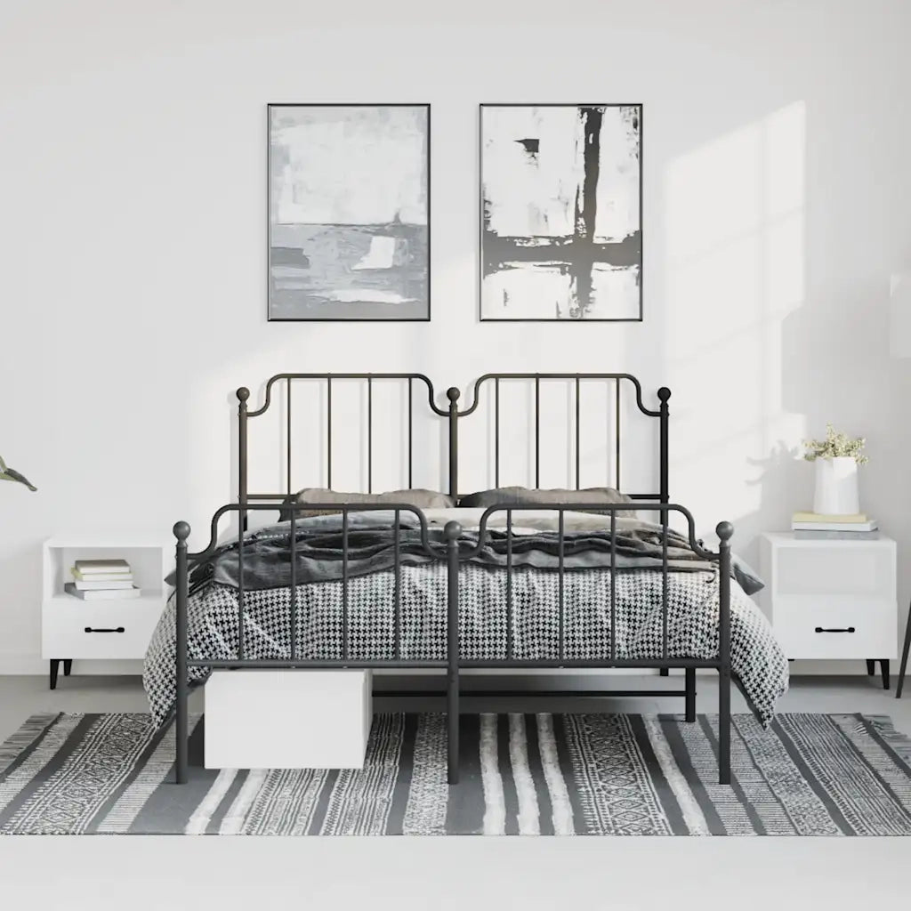 Giroletto con Testiera e Pediera Metallo Nero 183x213 cmcod mxl 84590