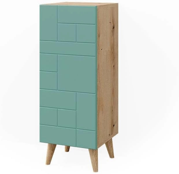 Mobiletto bagno Rudi, Verde menta, 30.3 x 80.3 cm con porta, con meccanismo push-to-open e struttura combinabile