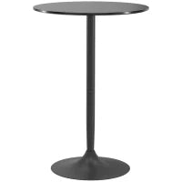 Tavolo Alto da Bar Moderno Rotondo con Base in Acciaio e Piano in MDF, Ø70x102cm, Nero