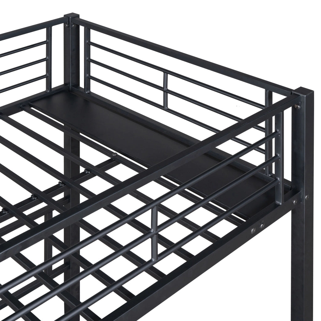 LETTO a castello triplo 90x200 cm Metallo Nero con scala e tavolo