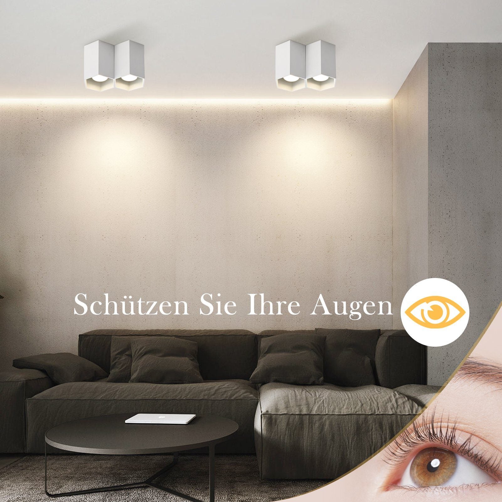 ZMH Faretto da soffitto bianchi 2 luci GU10 da superficie illuminazione moderna