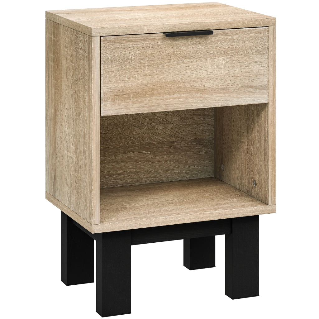 Comodino con cassetto e ripiano aperto ¨C zephmum ¨C Eiche 35x26x50 cm