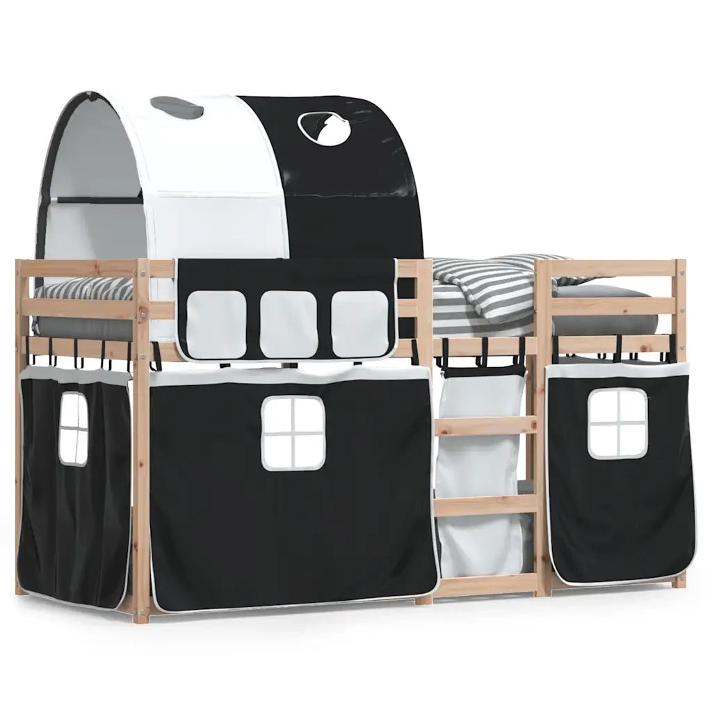 Letto a Castello senza Materasso-Struttura Letto a Castello Bianco e Nero 90x200cm in Pino 229598