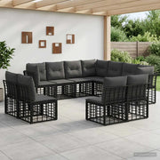Set di divani da esterno Nero Poliestere