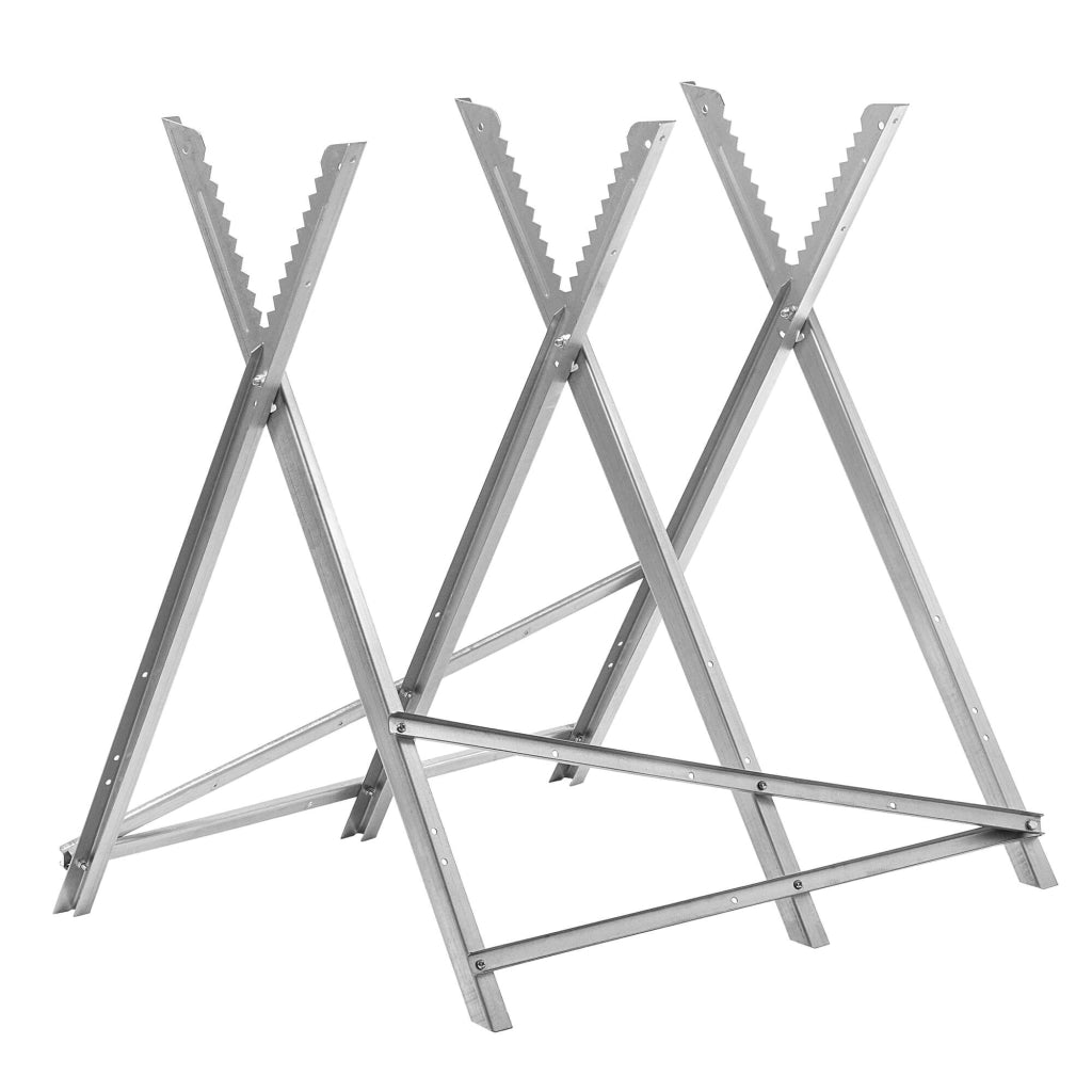 Supporto per taglio legno KADAX, cavalletto pieghevole in metallo, portata massima 150 kg.