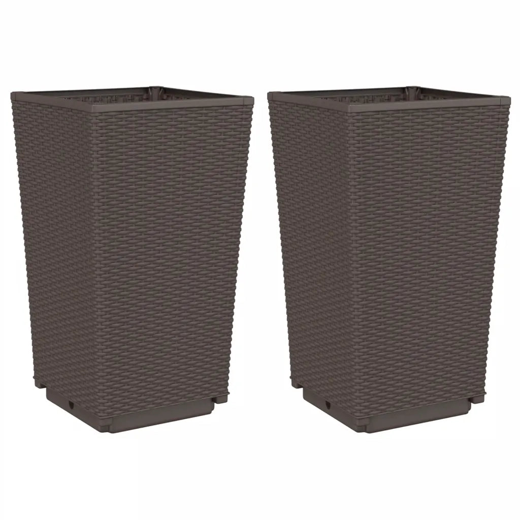 Fioriere da Giardino 2 pz Marrone 32,5x32,5x57 cm in PP 367850