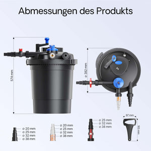 Filtro a pressione per laghetto CPF-10000 con UVC da 11 W 10.000 l/h