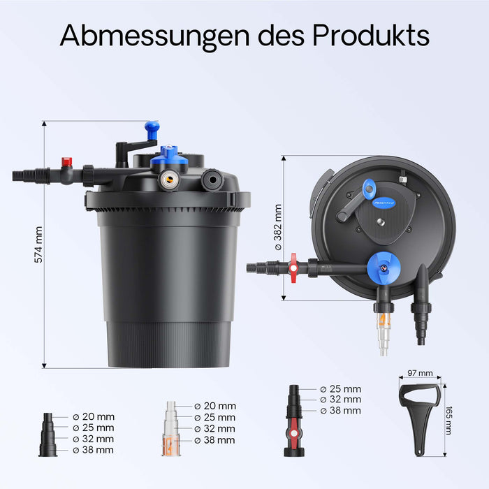 Filtro a pressione per laghetto CPF-10000 con UVC da 11 W 10.000 l/h