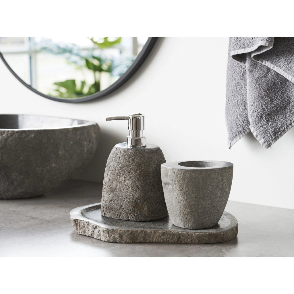Dispenser per Sapone Gara, Grigio, Pietra, 8x11x18 cm