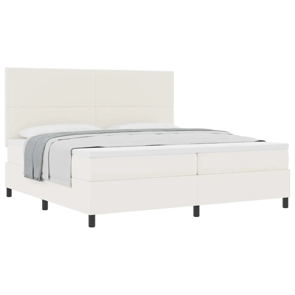 Letto a molle Crema e Bianco 200 x 200 cm Tessuto in Cords