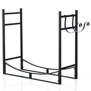 Portalegna da ardere in metallo lungo 84cm con supporti per accendifuoco staccabili, Portalegna portata 50kg-Accessori caminetti e stufe a legna