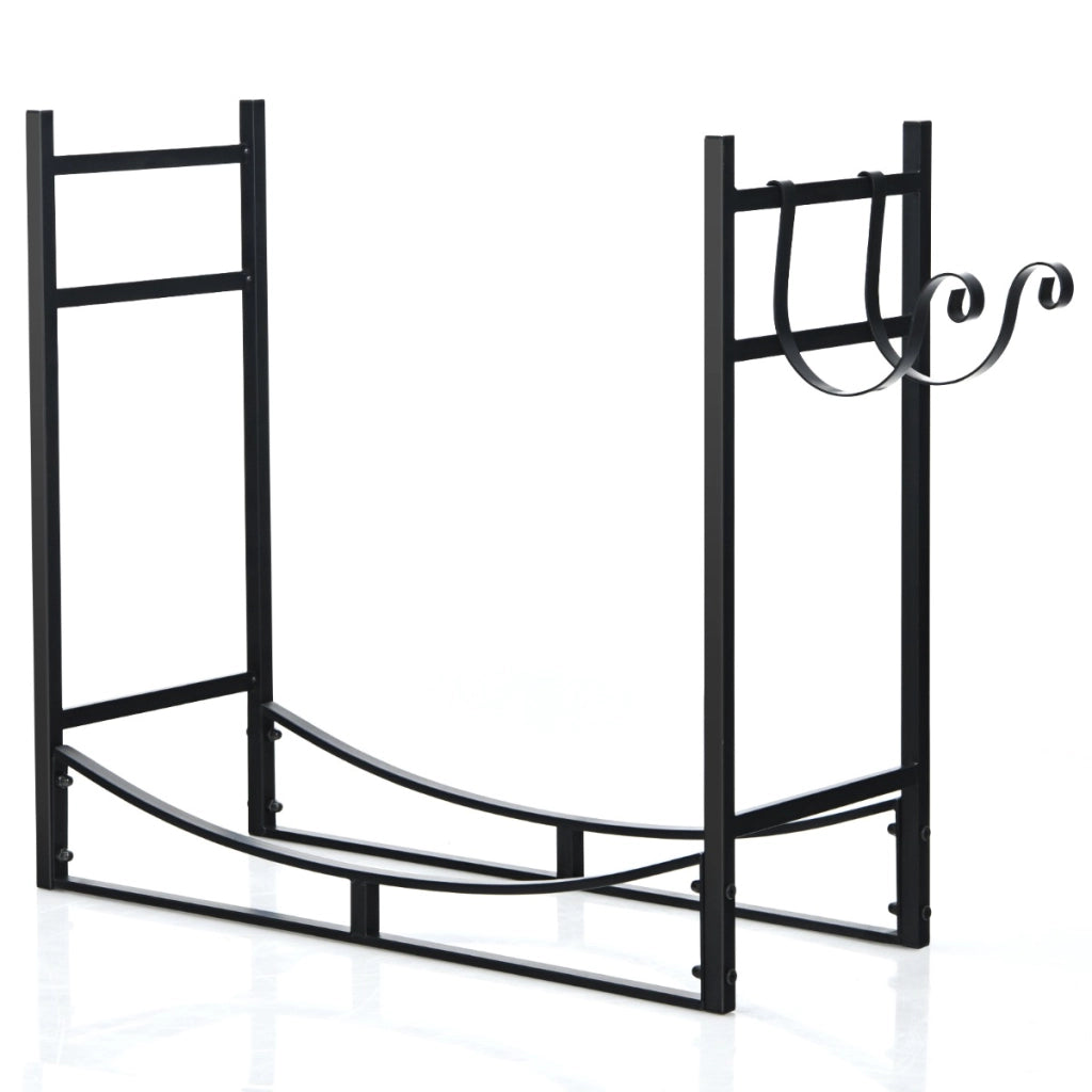 Portalegna da ardere in metallo lungo 84cm con supporti per accendifuoco staccabili, Portalegna portata 50kg-Accessori caminetti e stufe a legna
