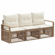 Set Divano da Giardino 3 pcs Beige polyrattan 3435630