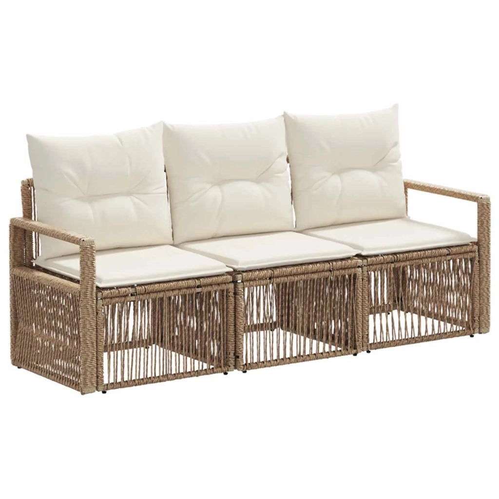 Set Divano da Giardino 3 pcs Beige polyrattan 3435630