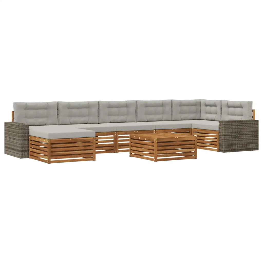 Set di divani da esterno 8 pz Naturale e Grigio Chiaro 3383669