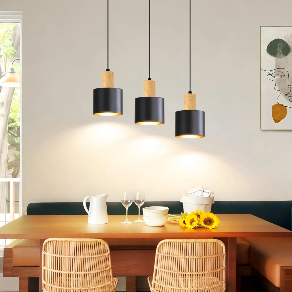 ZMH Lampada a sospensione E27 nera a 3 luci altezza regolabile stile vintage adatta per sala da pranzo o cucina