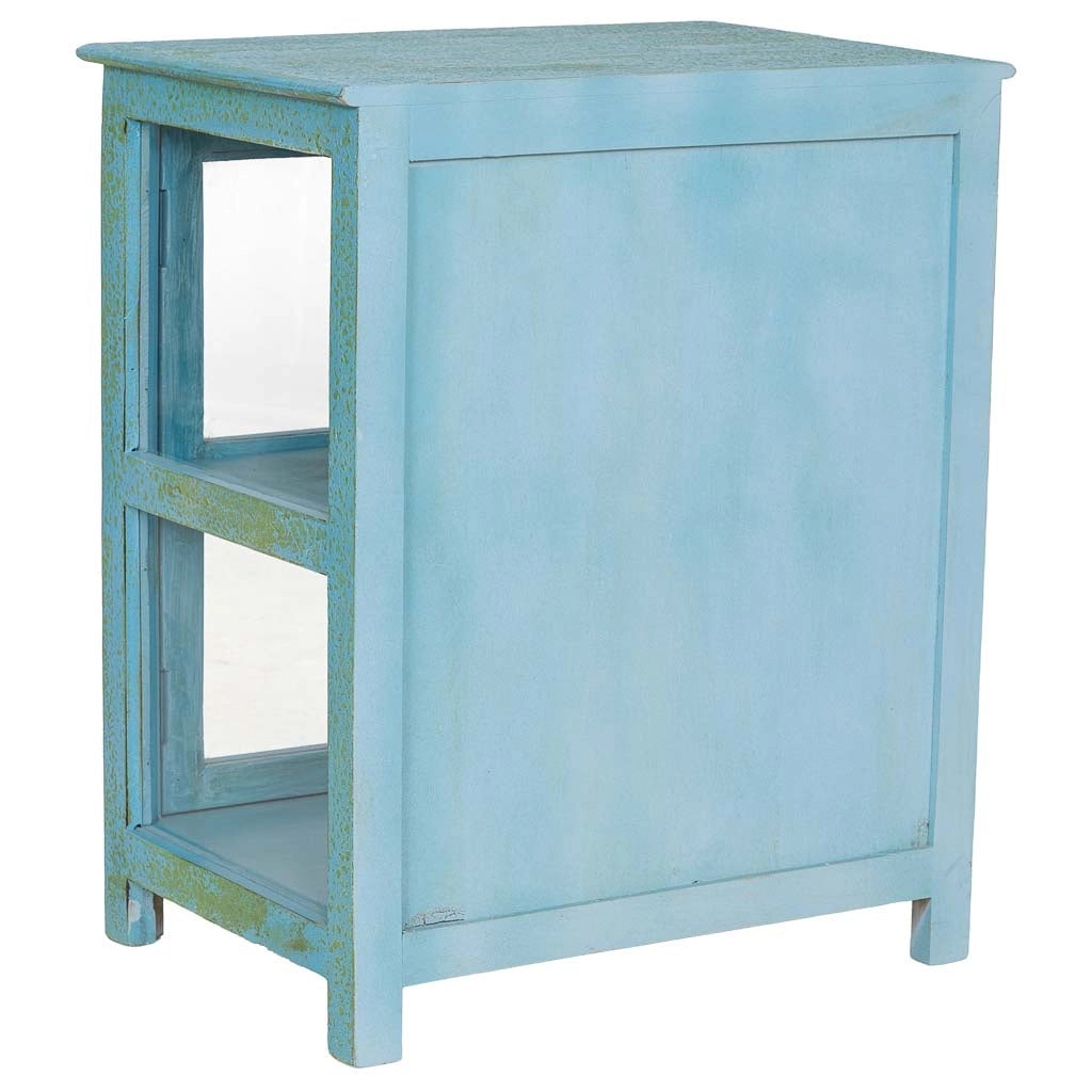 Vetrina in legno blu 67x46x80 cm