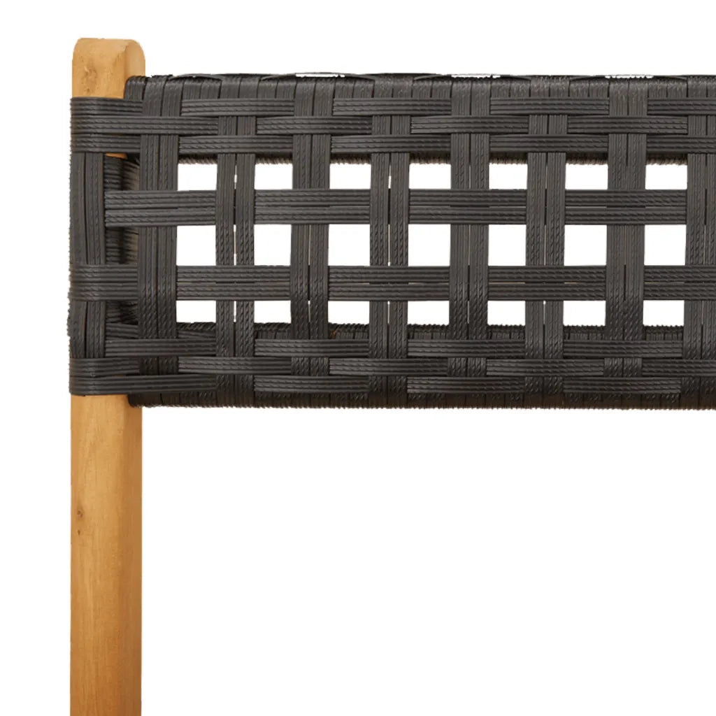 Set da Bistrot 3 pz Nero in Polyrattan e Legno Massello 3281754