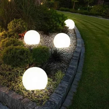 Lampada a palla da giardino in resina Lampade da terra a sfera luce bianca 300mm