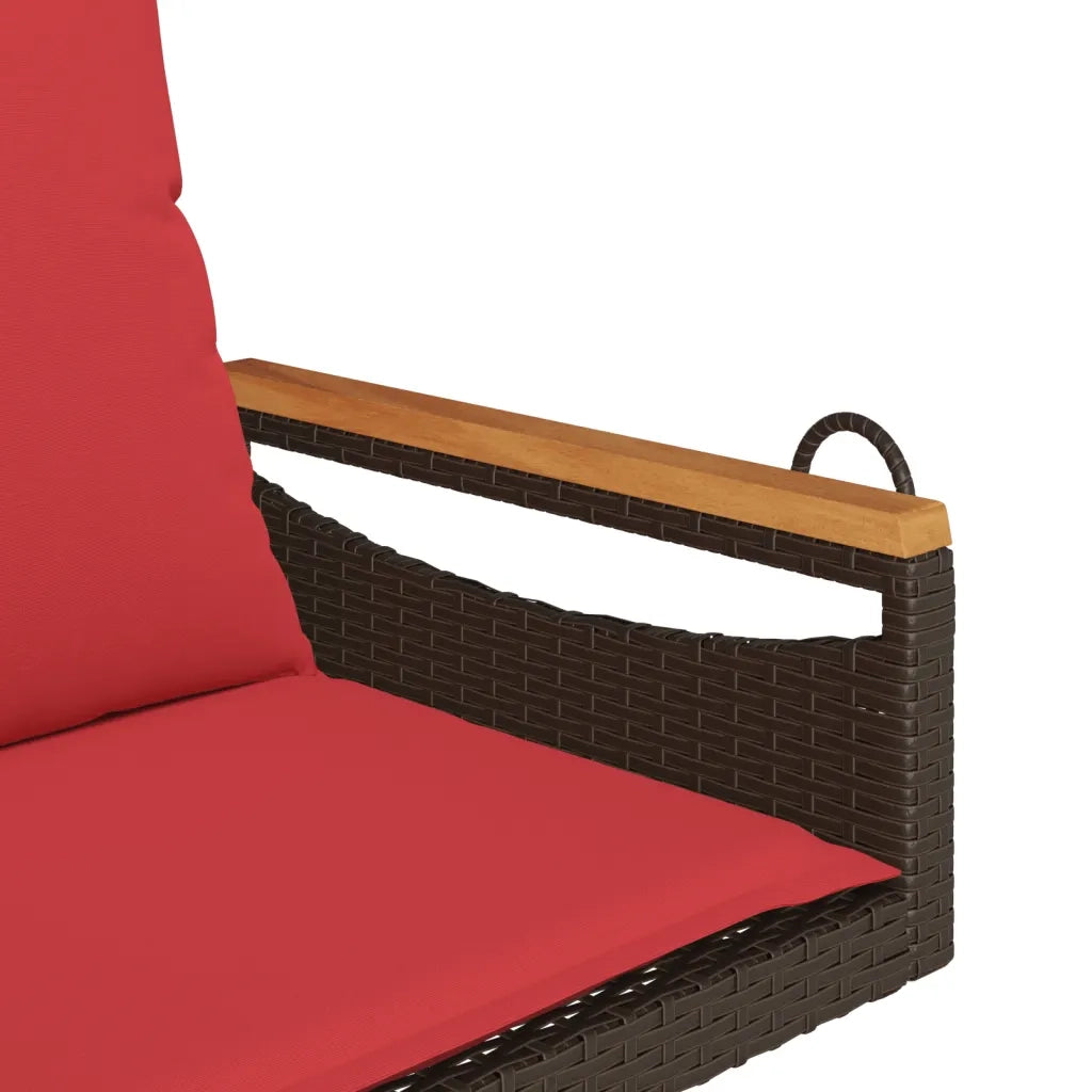 Panchina Dondolo con Cuscini Marrone 63x62x40 cm in Polyrattan