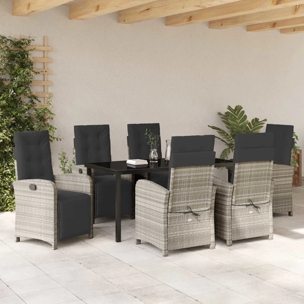 Set da Pranzo per Giardino 7 pcs Grigio chiaro polyrattan 3380348