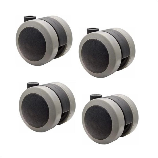 Pneumatici per mobili, set di 4 - SOFT - Diametro 50 mm, superficie morbida, capacità di carico 50 kg/wiel - 01222304 Nero/Grigio