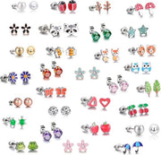 30 paia orecchini in acciaio inossidabile - cuore animale - perle rosé oro bianco dorato - orecchini per ragazze - Perla Rosa Oro