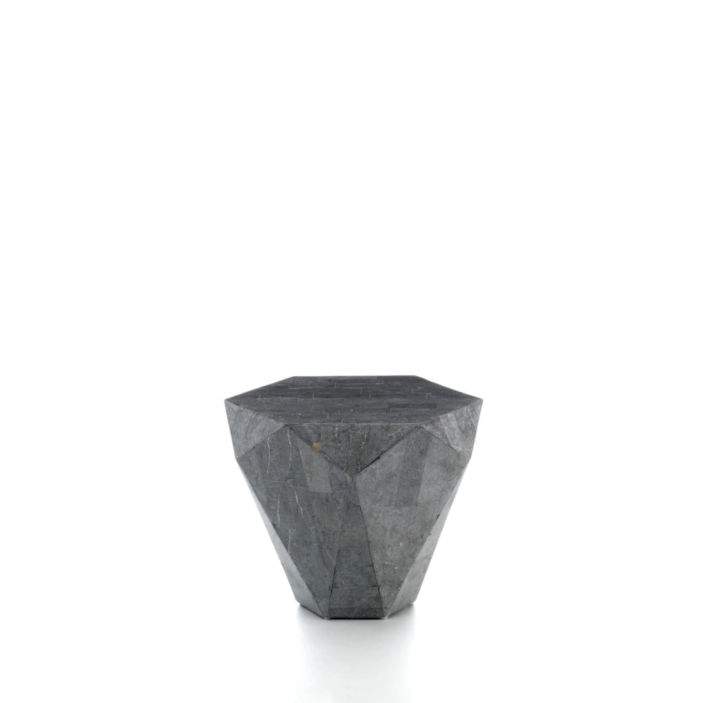 Tavolino da Soggiorno 60x60x50 cm in Pietra Fossile Diamond small Grigio