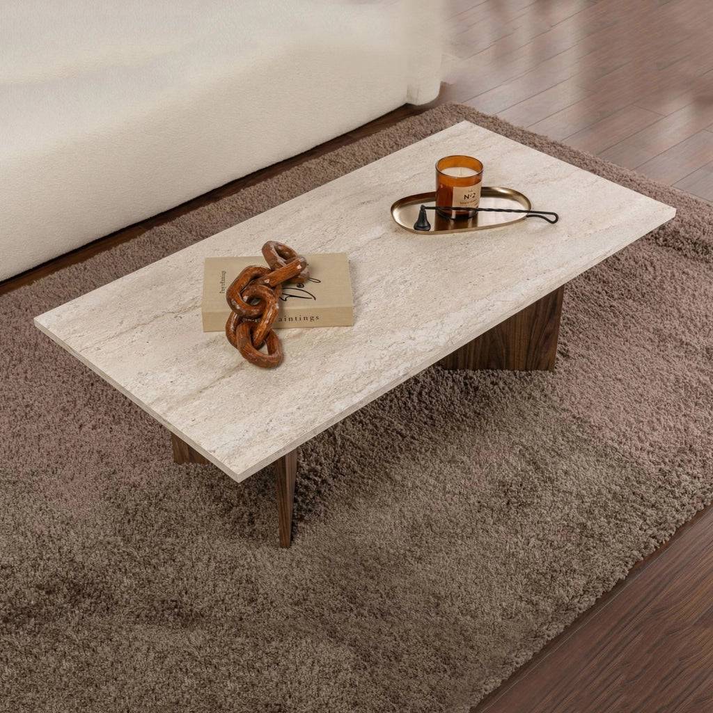 Turate, Tavolino da Salotto Forma Rettangolare, 119x60x40h cm Marrone Noce