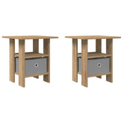 Set di 2 Comodini | Armadio da Notte | Mobiletto da notte con cassetto Rovere artigianale 41 x 40 x 45 cm
