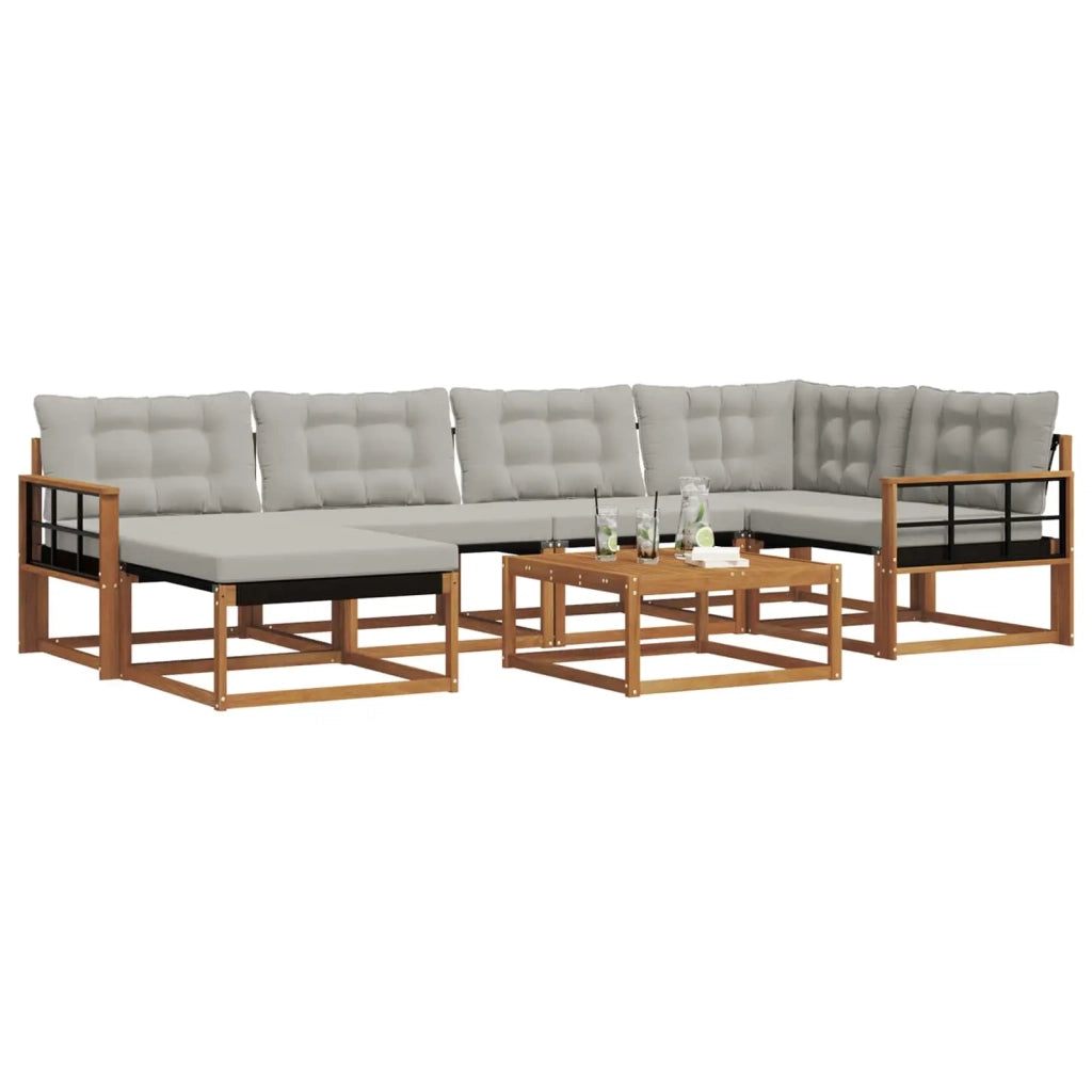 Set di divani da esterno 7 pcs Grigio Naturale e Chiaro 3369654