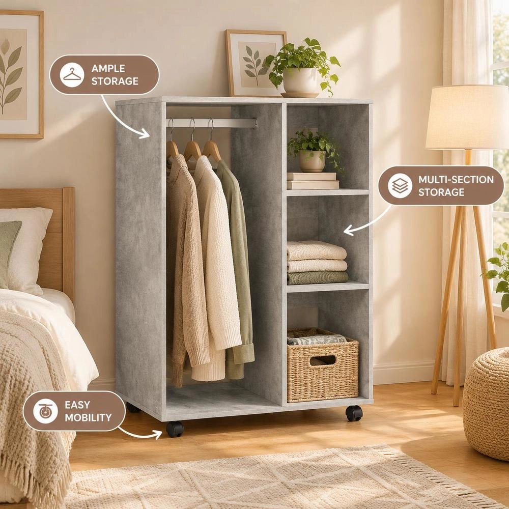 Wardrobe Concrete Grey 80x40x110 Cm Wood-based Material