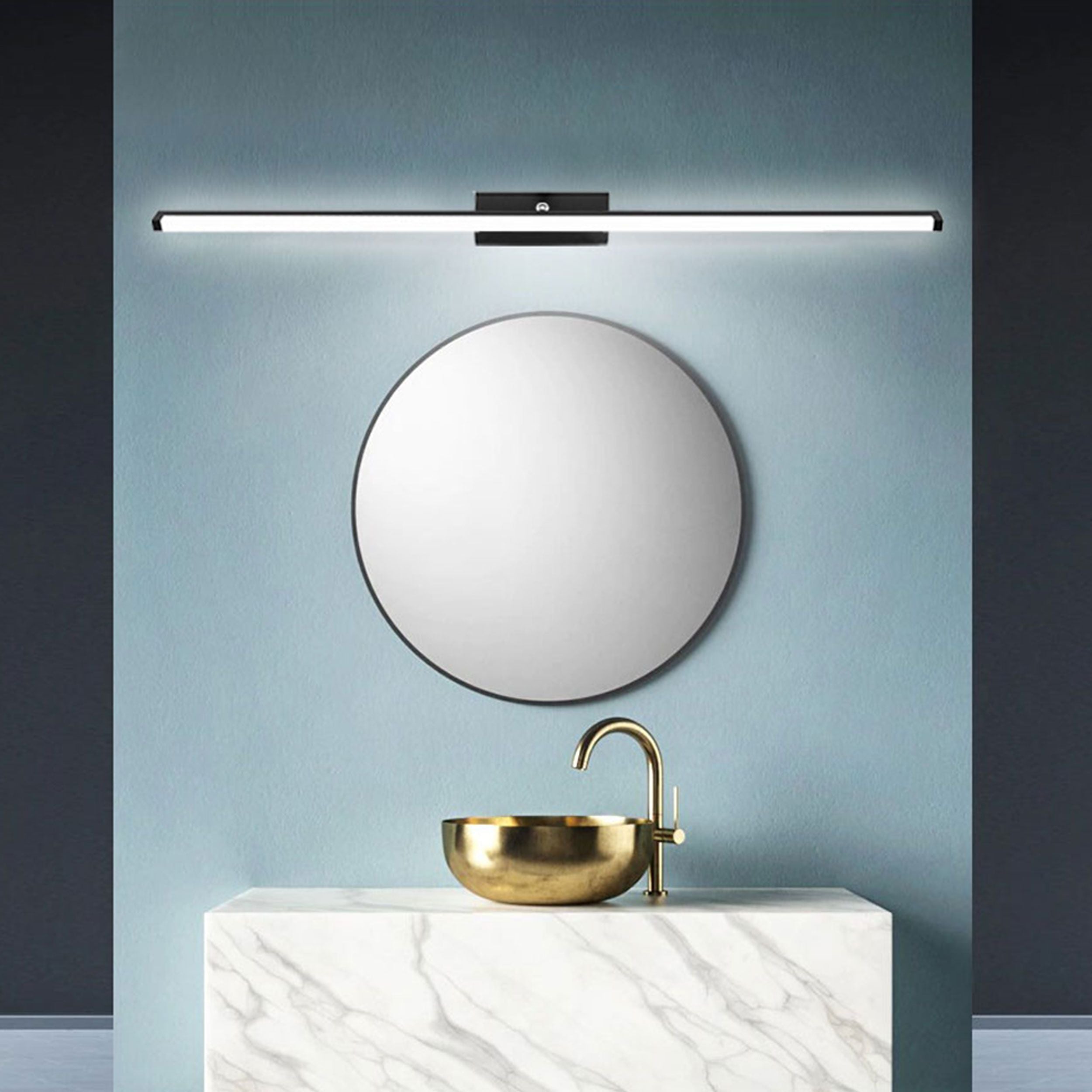 Lampada Da Parete Da Bagno Led Sopra Specchio 20w 100cm APP375-1W Nero