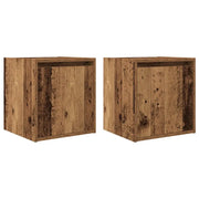 Set di 2 Comodini | Armadio da Notte | Mobiletto da notte a Muro Legno Antico 38x34x40 cm