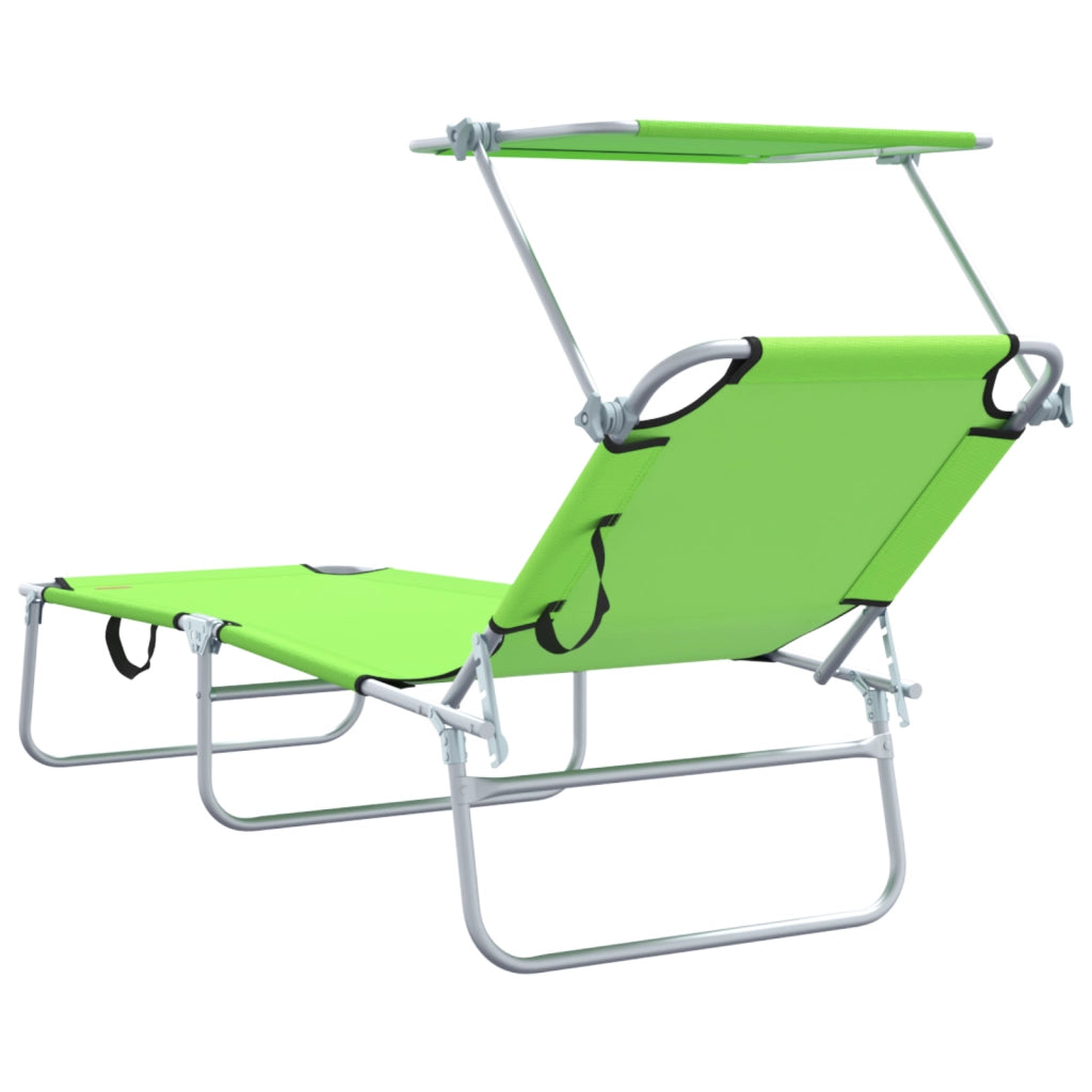 Lettini Pieghevoli 2 pcs con Tettuccio Verde Tessuto Oxford 600D