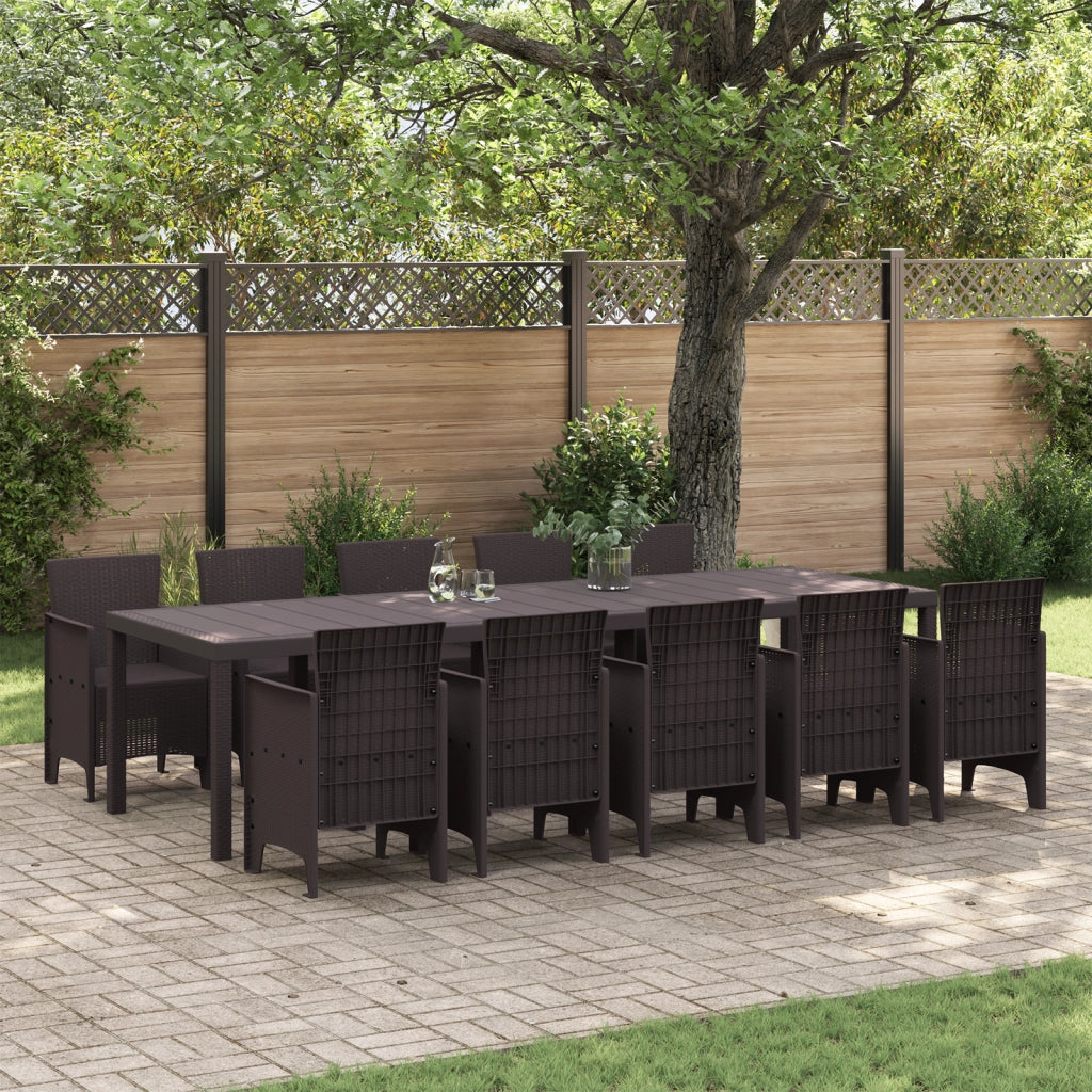 Set da Pranzo da Giardino  11 Pezzi in Rattan Poliestere Marrone