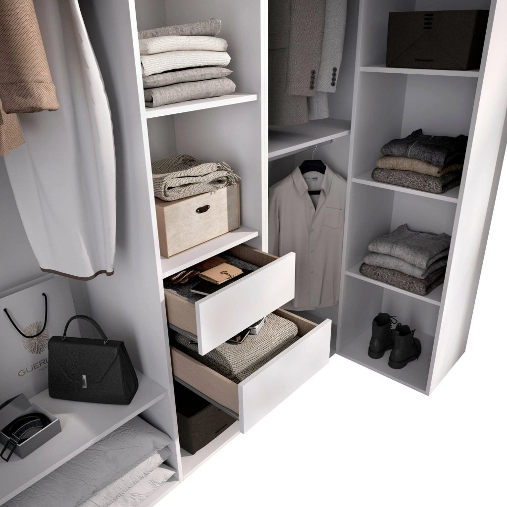 Guardaroba grande Onyok, Mobile camera da letto, Cabina armadio portabiti, Armadio appendiabiti, 183x85 h205 cm, Bianco e Rovere
